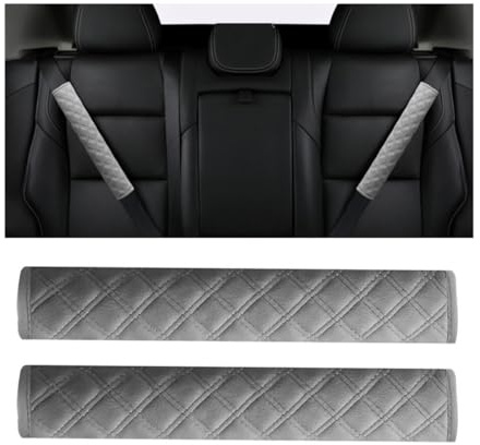 CGEAMDY 2 Pezzi Cuscinetti per Cinture Di Sicurezza Auto, Coprire La Cinghia Di Spalla Della Cintura Di Sicurezza Morbido Comfort, Imbottitura Cinture Sicurezza Auto per Bambini E Adulti(Grigio)