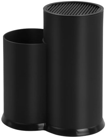 Chstarina Portacoltelli Universale, Ceppo Vuoto di Coltelli Multifunzione, 2 in1, Nero, Ceppo Portacoltelli con Porta Utensili, Blocco Coltelli Cucina per un Massimo di 12 Coltelli