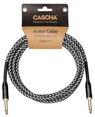 Cascha Professional Line Guitar Cable, Straight, Tweed Black, 3m