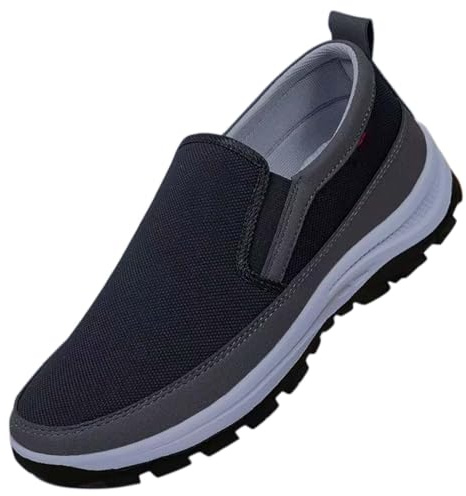 AZMAHT Zapatillas Hombre sin Cordones Zapatos pies Anchos Hombre Zapatos para Pies Hinchados Hombre Calzado Ligero Zapatillas para Correr Transpirables,Negro,43/265mm