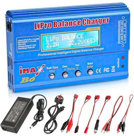 Lipo Battery Charger, 80W 6A Balance Charger, RC Hobby Battery Balance Charger with AC Power Adapter for LiPo Li-ion LiFe NiCd NiMh Pb