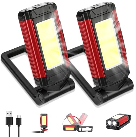aquota Led Werkstattlampe Arbeitsleuchte Aufladbar - 2800mAh Taschenlampe Werkstatt Handlampe mit 360 Schwenkfunktion und Magnetfuß ideal für Autoreparatur, Werkstatt und Camping Werkzeug Licht