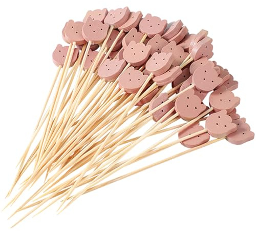 ZGDEIWGF 200 Piezas de selecciones de Frutas de Oso, selecciones pequeñas, selecciones artísticas de bambú, selecciones de Frutas Creativas, brochetas para Comer con los Dedos