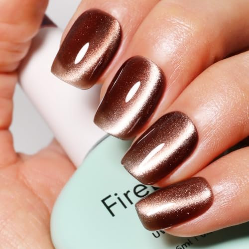 Firedeep Cat Eye Nagellack 16ml Brauner Holografischer Glitter UV/LED Gel-Lack Maniküre Mit Magnetstift