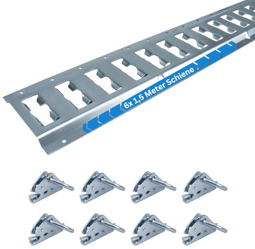 Ankerschiene Kombi Zurrschiene 6X 1,5 Meter (1542mm) mit 8 Zurrfittingen LKW, Anhänger, PKW
