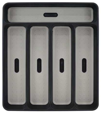 MGE - Organizador Cajones Antideslizante - Organizador de Cubiertos - Bandeja para Cubiertos - Separadores de Cajones - Cuberteros para Cajon Cocina - Cubertero - Organizador de Cubiertos - 32 x 29 cm