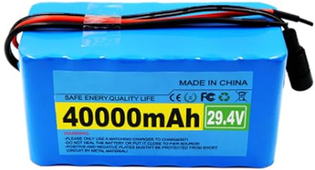 24V 40Ah 7S3P 40000mAh Li-Ion Batería para Bicicleta Eléctrica Ciclomotor+29.4V 2A Cargador para Reemplazo Bicicleta Eléctrica T
