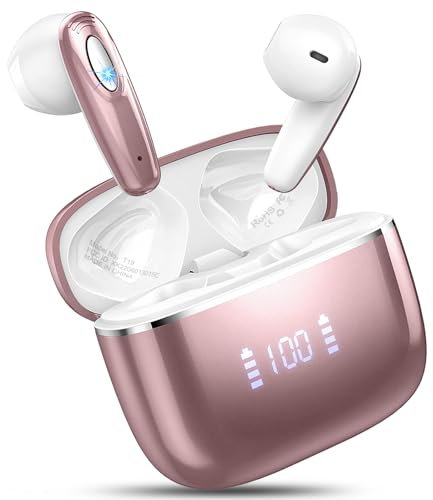 Wireless Earbuds Bluetooth 5.3 Wireless Headphone with 14.2mm Drivers Stereo, 4 ENC Noise Cancelling Mic Bluetooth Earphone, 40Hrs Mini Ear Buds, USB-C/Clear Call/Touch Control/IP7 Waterproof/Dual LED