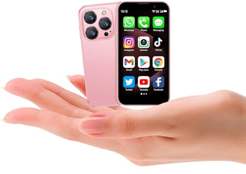 Mini-Smartphone für Kinder, 7,6 cm (3 Zoll) HD-Bildschirm, 2 GB RAM + 16 GB ROM, Face ID, winziges WLAN-Backup-Handy, Rosa