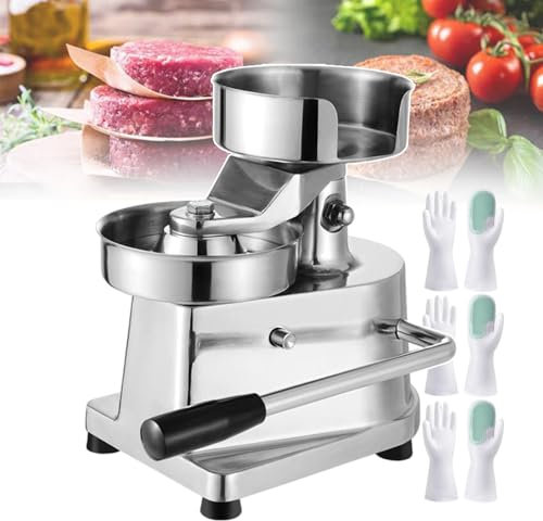 XSDAJSD Hamburger Patty Maker | Pressa per Biscotti Commerciale | Processore di Carne con Vassoio per Alimenti da 4″/5″/6″ | Pressa per Hamburger Manuale | Strumento per pressa per Hamburger
