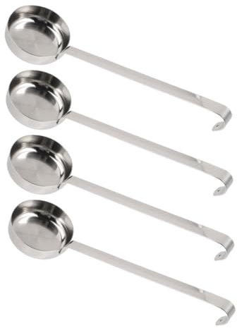 Happyyami 4pcs Stainless Steel Pizza Sauce Spoon Portioning Spoons for Wine Soup and Gravy Serving Flat Ladle for Kitchen