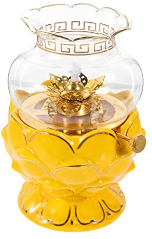 Alipis Lámpara De Aceite Prueba De Viento De Forma De Lámpara De Ofrenda Exquisita Luz Regulable para Templos y Salas De Práctica