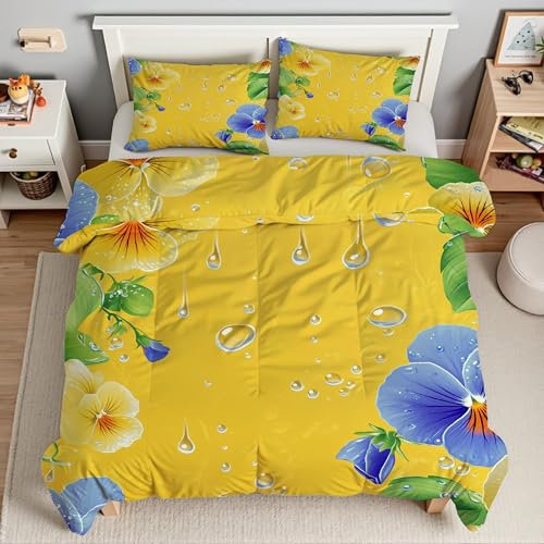 YZQGLHP Winde Bettwäsche 220x240 Gelb, Wendebettwäsche & Zimmer Deko, Weiche Microfaser Bettbezug Set 2 Teilig, 2 Kissenbezug 80x80, mit Reißverschluss