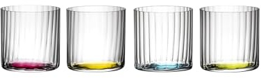 RIEDEL The O Wine Tumbler Happy H2O-Optik - rosa/grün/gelb/blau - 4er Set, Trinkglas, Kristallglas, Spülmaschinenfest - 5414/22
