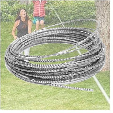 IXIETY Edelstahl Drahtseil Zip Line Draht 5mm, Drahtseil for Geländer, Decks, Außenleuchten 304 Edelstahlseil, 1400 Lbs Bruchfestigkeit(5M/16.4ft)