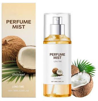 Spray profumato al cocco per donna, spray corpo al cocco, fragranza a lunga durata, concentrato naturale profumato, oli essenziali per capelli e corpo, profumo rinfrescante e rilassante. (1pcs)