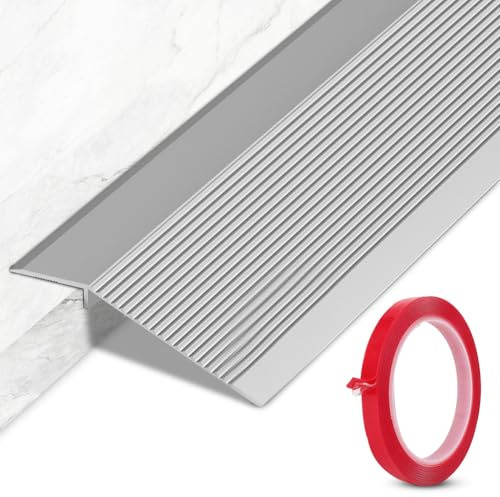 Yuragim övergångsprofil höjdutjämning, aluminium dörrtrösklar list övergångslist med höjdkompensation 8–40 mm, 0,9 m x 10 cm anpassningsprofil övergångsspel aluminium för trösklar, golv, laminat