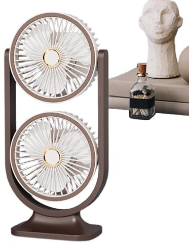 Genérico Ventilatore da tavolo – Ricaricabile USB e silenzioso, doppio ventilatore con potente flusso d'aria, per casa, ufficio esterno