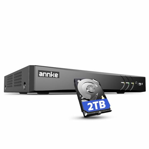 ANNKE 4K 8 Kanal DVR Recorder H.265+ Überwachungssystem Rekorder DVR für Analog/AHD/TVI/IP CCTV Kamera, Intelligente Person- und Fahrzeugerkennung, E-Mail-Benachrichtigung, 2TB Festplatte
