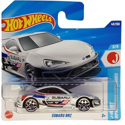 Hot Wheels Subaru BRZ Die-Cast Model Car, 1:64 Scale, White Racing Edition, 48/250 (short card)