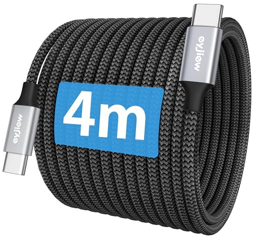 eyjiew Cable USB C de 4 m, 60 W de largo, USB C a USB C, carga rápida PD 3.0 para iPhone 17air/17 Pro/17 Pro Max, MacBook Pro Air, iPad Pro/Air/Galaxy S25/S24/S23/S22,Pixel 9, etc.
