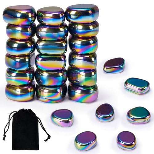 20 Pezzi Pietre Magnetiche in Ematite Colori – Irregolari Magneti per Relax, Decorazione & Anti-Stress, con Borsa Portaoggetti, Magneti per Frigorifero, Ufficio e Casa