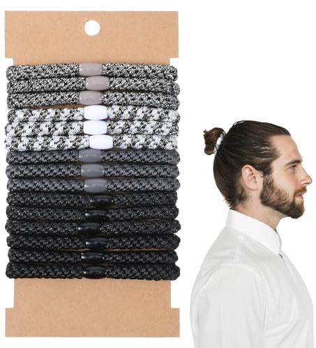 15 st hårsnoddar herr, hårsnoddar svart av slitstark nylon, 4-vägs stretch för sport och vardag, halkfritt grepp, snyggt armband