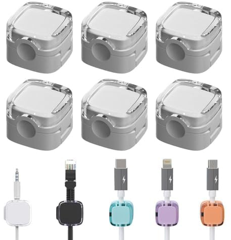 2026 Neu 6 Stück Magnetische Kabelhalter Kabelclips, Verstellbarer Kabel Organizer Selbstklebend, Kabelmanagement für Schreibtisch, Nachttisch, USB-, HDMI- & Ladekabel (Weiß)