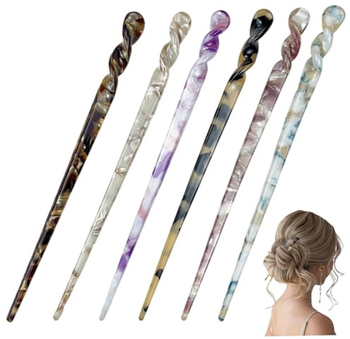 6 bastoncini cinesi per capelli, bacchette per capelli in acetato da 7 pollici, vintage e squisiti per ragazze, forcine per donne