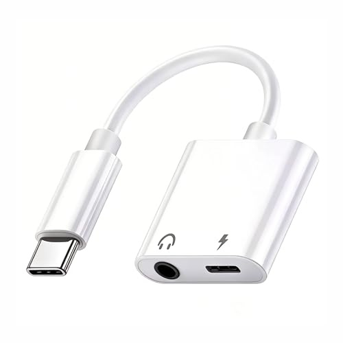 Adaptateur USB-C vers Casque (2 en 1), PD 15 W Adaptateur USB-C vers Prise Audio avec Charge Rapide, Adaptateur USB C vers Prise Jack 3,5 mm, pour Samsung, iPhone 15 Pro Max Plus, iPad Air Mini