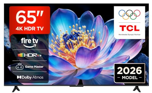 TCL 65V6D-UK 65 Inch 4K HDR, Fire TV, HDR10+, Dolby Atmos, DTS:X, Game Master, Motion Clarity, AirPlay 2, Press & Ask Alexa (2026 New Model)