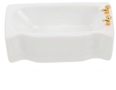 Mini vasca da bagno vasca da bagno per casa delle bambole in ceramica 1:12 per il delle bambole oggetti da collezione e decorazioni creative bianco