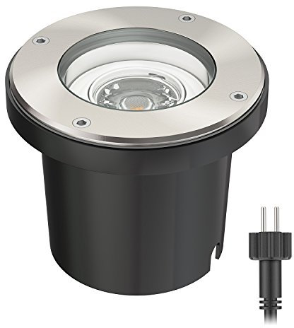 ledscom.de Bodeneinbaustrahler BOS für außen schwenkbar Edelstahl rund IP67 150mm Ø inkl. 5,38W LED Lampe 524lm weiß
