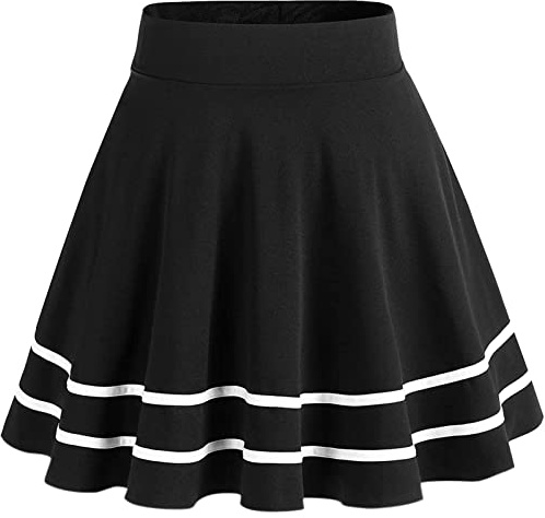 Bridesmay Jupe plissée Polyvalente et Extensible pour Femme Black-White M