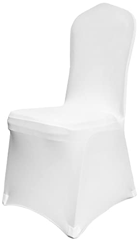 VEVOR Stuhlhussen Weiß 50 Stück Stuhlüberzug Abnehmbarer Waschbarer Stuhlbezug für Schalenstühle, Stretch Stuhlhussen für Hochzeit, Party, Hotel, Restaurant