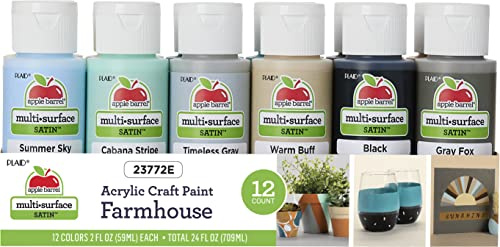 Apple Barrel Farmhouse Acrylic Paint Set, 12, 24 Fl Oz (Pack of 1)