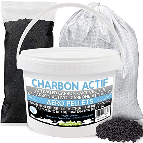 Charbon Actif vendu en sachet de 1kg 2kg / seau de 5kg 10kg / sac de 25kg - Granulés Haute Pureté Purification Filtration de l'Air, Filtre à charbon, Aquarium, Caves à Vin, Hotte (5kg)