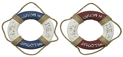 Kaemingk Deko Schwimmring Rettungsring Foam Shabby Look maritim rot oder blau Sückpreis