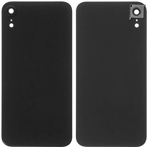 Coque arrière de rechange pour batterie compatible avec iPhone XR (noir, avec objectif d'appareil photo)