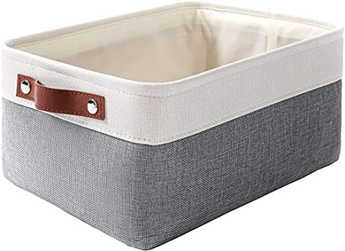 MANGATA Boîte de Rangement en Tissu Tissé, Panier Pliable en Toile Pour Vêtements, Jouets et Étagères, Gris Froid (Moyen, Lot de 1)