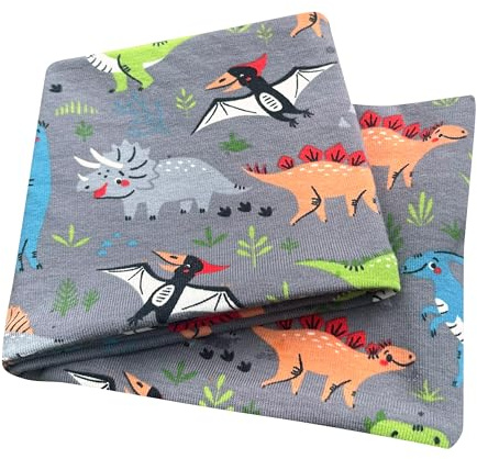 Wollhuhn ÖKO Kinder/Jungen/Mädchen Cooles Elastisches Stirnband/Haarband Bequem Zweilagig Jersey Oder Fleece Viele Motive 21215152 (Dinos Grau)