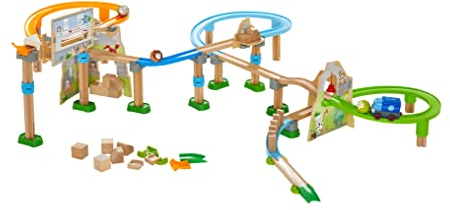 HABA 306017 - Kullerbü – Meister-Spielbahn Bergabenteuer, Erste Kugelbahn Grundpackung ab 2 Jahren, Bunt
