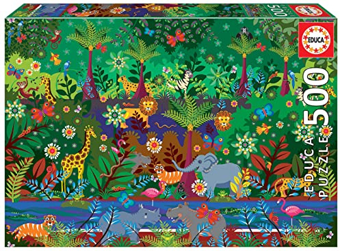 Educa 19245, Dschungel, 500 Teile Puzzle für Erwachsene und Kinder ab 10 Jahren, Illustration, Naturpuzzle