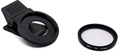 SYSTEM-S Filtro UV de 37 mm, 12 Capas, Lente Fina con Clip para Smartphones, Color Negro