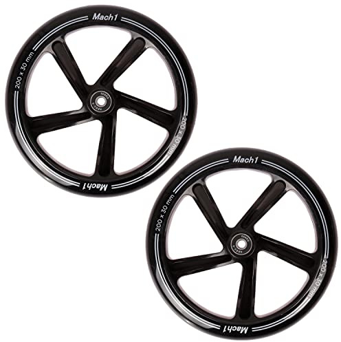 2 Stück 200x30mm Mach1 Kickscooter Rollen-Set inklusive Kugellager + Spacer - Cityroller Ersatz Reifen (200x30mm ohne LED)