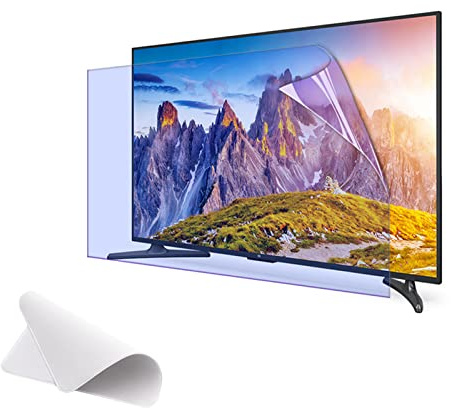 Protecteur d'écran TV mat antireflet 75-85 pouces - Filtre anti-UV/anti-lumière bleue avec chiffon de nettoyage - Film givré Taux anti-reflet jusqu'à 90% - pour téléviseurs et moniteurs LED, LCD/Cl
