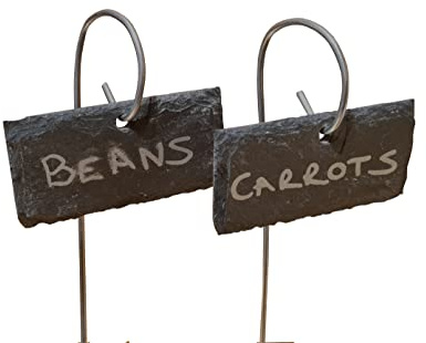 Set of 10 Natural Slate Weather Resistant Plant Labels Greenhouse Vegetable Gardener Gift Price Tags Flower Markers 8cm x 4cm Landscape