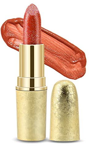 Boobeen Glitter Lippenstift Hydrating Lip Balm Sparkling Shine Lip Color Nonstick Hochpigmentierte Formel Gibt Metallic Finish Lip Make-up für Frauen und Mädchen
