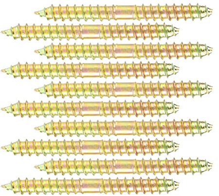 Agatige 10 Tornillos de Doble Punta, 6 x 60 mm, Conector para Muebles de carpintería de Madera, Perno de suspensión, Tornillos de Espiga de fijación
