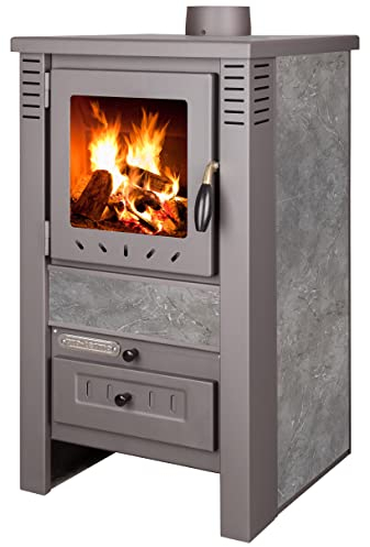 ProTermo Nova G Anthrazit Kaminofen mit Schamottsteinen - 7,5 kW Heizleistung - 82x48x48cm Kaminofen Holzofen mit Sichtfenster, Bauart 1